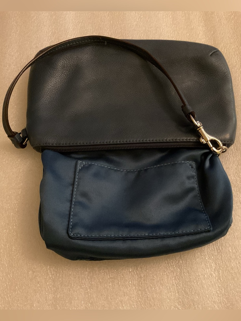 COACH Midnight Navy Leather Wristlet Large Soft Pebbled Leather Quiet Luxury - Picture 10 of 14